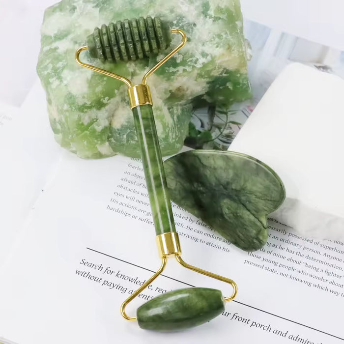 Glamoluxe™ Jade Gua Sha & Roller Set